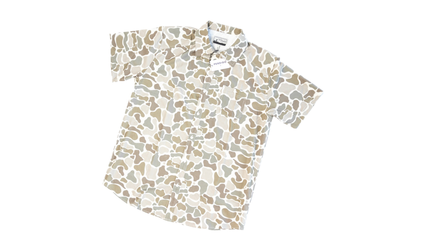 Short Sleeve Dove Camo Performance Button Up