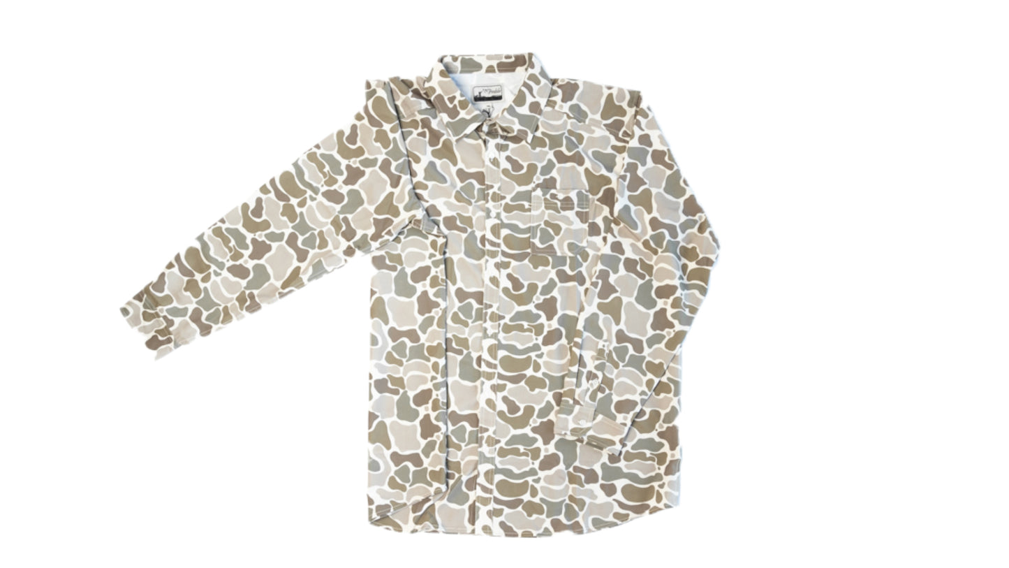 Long Sleeve Dove Camo Performance Button Up