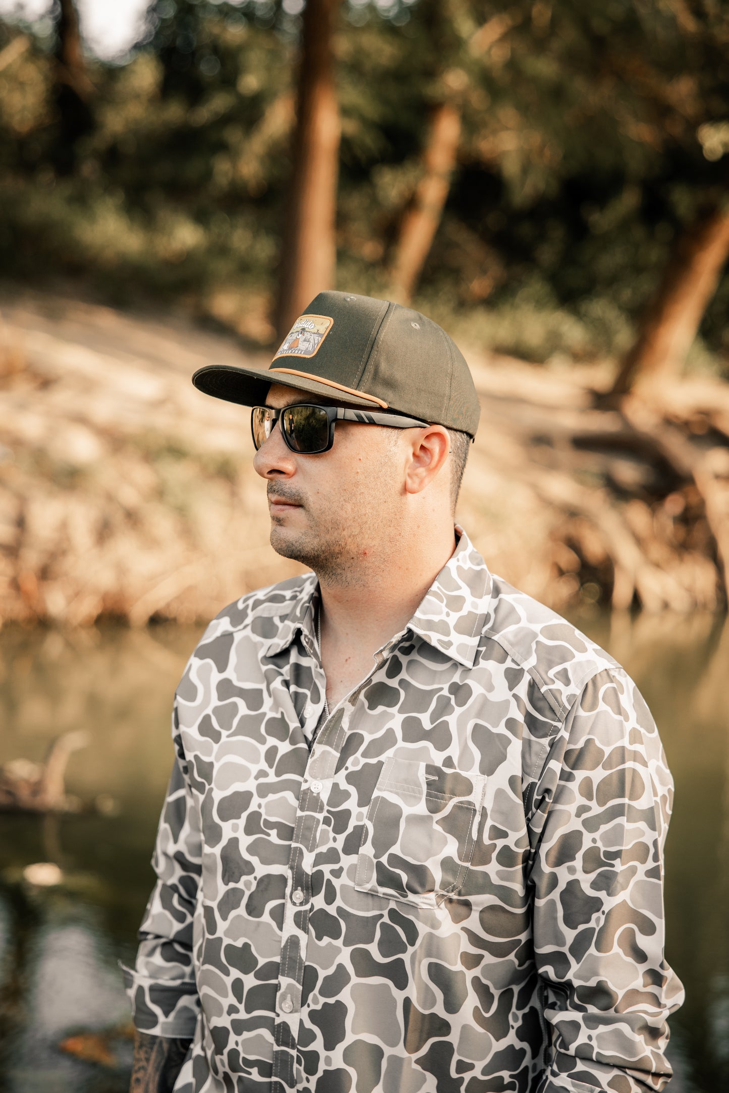 Short Sleeve Dove Camo Performance Button Up